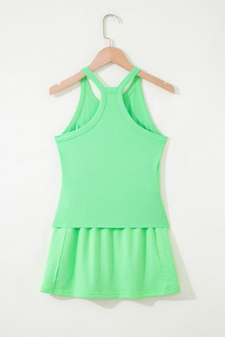 Racerback Two Piece Skort Set - Neon Green