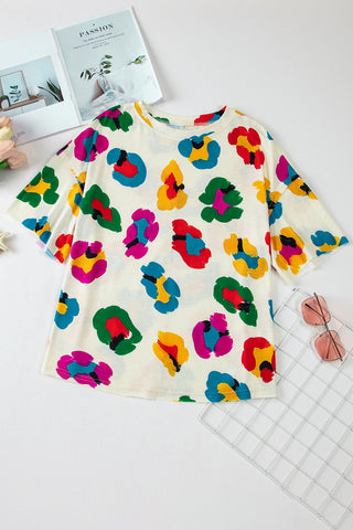 Colorful Leopard Tee Shirt - White