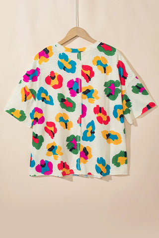 Colorful Leopard Tee Shirt - White