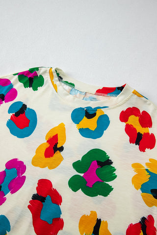Colorful Leopard Tee Shirt - White