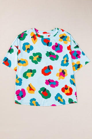 Colorful Leopard Tee Shirt - Blue