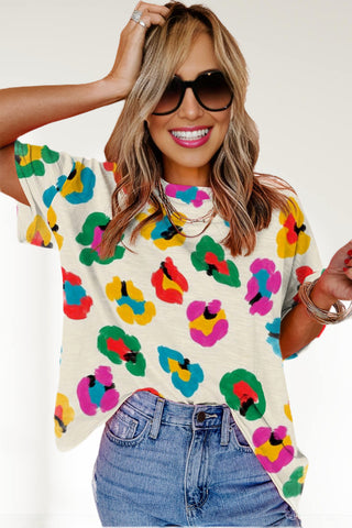 Colorful Leopard Tee Shirt - White