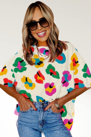 Colorful Leopard Tee Shirt - White
