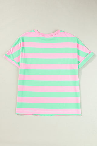 Striped Pink and Blue Top