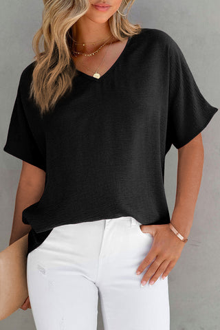 V-Neck Solid Top - Black