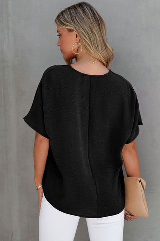 V-Neck Solid Top - Black