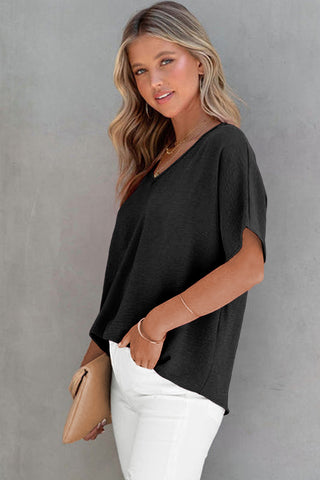 V-Neck Solid Top - Black