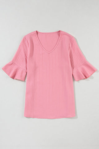 Ruffle half sleeve top - Pink