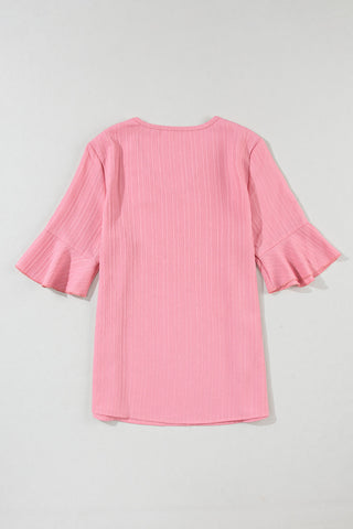 Ruffle half sleeve top - Pink