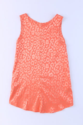 Sleeveless Leopard Top - Neon Coral