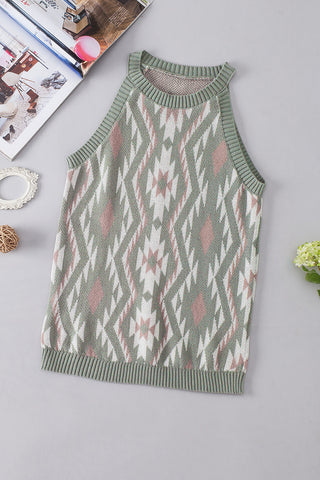 Sleeveless Aztec Top - Green