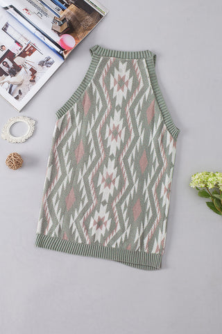 Sleeveless Aztec Top - Green
