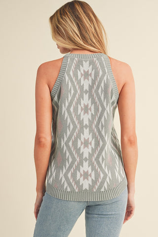 Sleeveless Aztec Top - Green