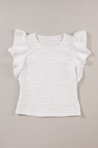 Balmy Waves Ruffle Sleeve Top - White