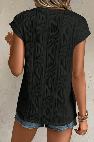 Balmy Waves Cap Sleeve Top - Black