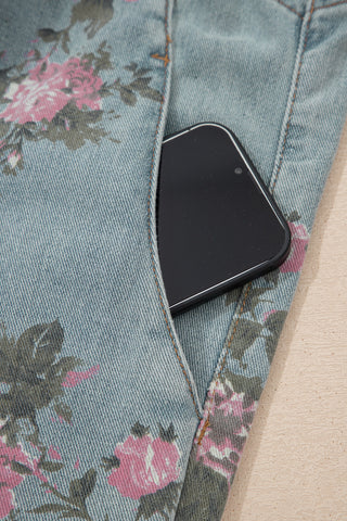 Floral Jean Short Bibs