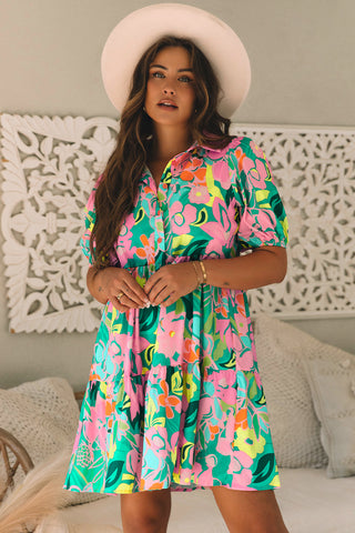 Summer Vibes Floral Shift Dress  - Green