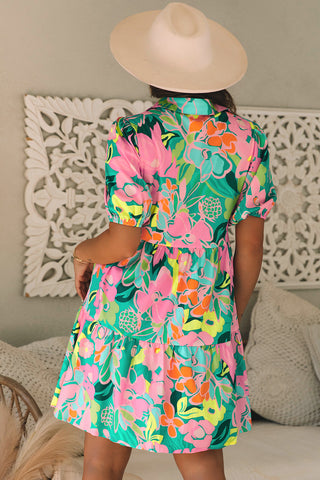 Summer Vibes Floral Shift Dress  - Green