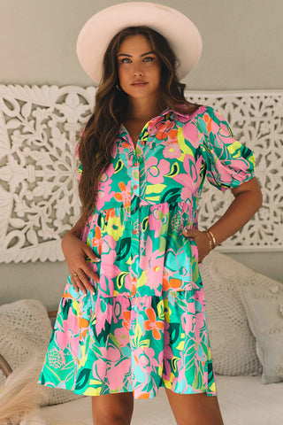 Summer Vibes Floral Shift Dress  - Green