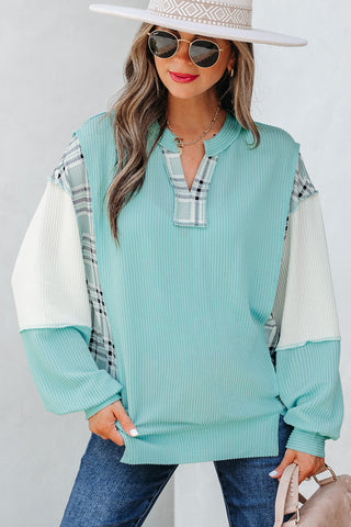 Mint Plaid Top