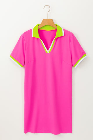 Neon Pink Dress with Collar