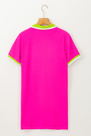 Neon Pink Dress with Collar