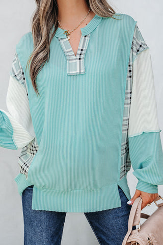 Mint Plaid Top