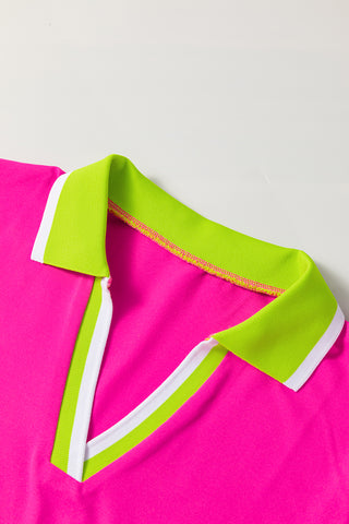Neon Pink Dress with Collar
