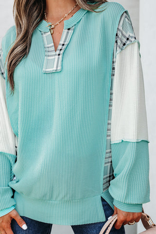 Mint Plaid Top