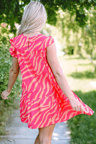 Zebra Shift Dress - Pink