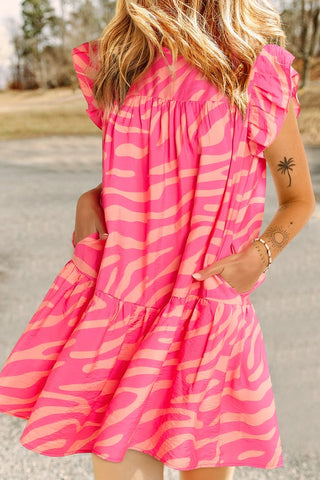 Zebra Shift Dress - Pink
