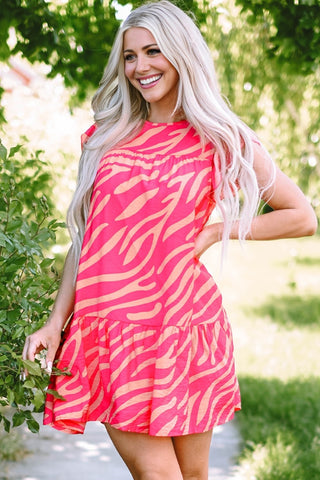 Zebra Shift Dress - Pink