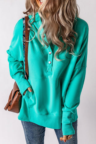 Henley Style Fall Hoodie - Green