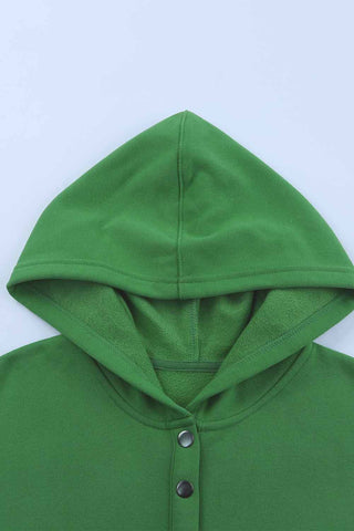 Henley Style Fall Hoodie - Kelly Green