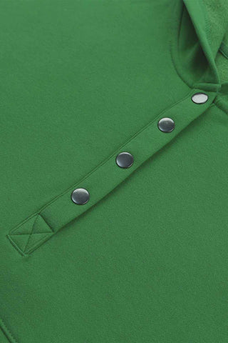 Henley Style Fall Hoodie - Kelly Green