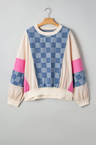 Denim Details Oversized Sweatshirt