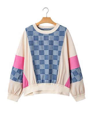 Denim Details Oversized Sweatshirt