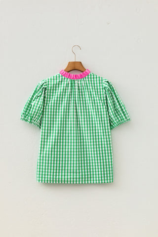Gingham Pink and Green Top
