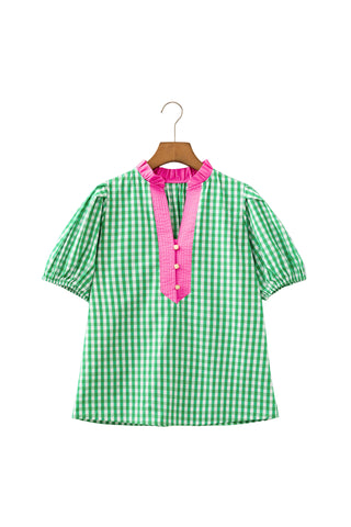 Gingham Pink and Green Top