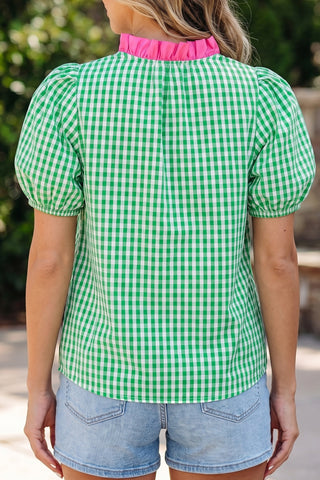 Gingham Pink and Green Top