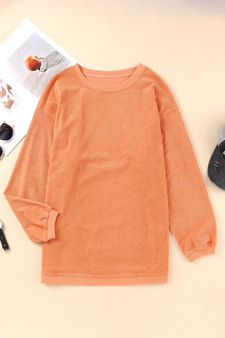 Ribbed Fall Sweatshirt - Orange