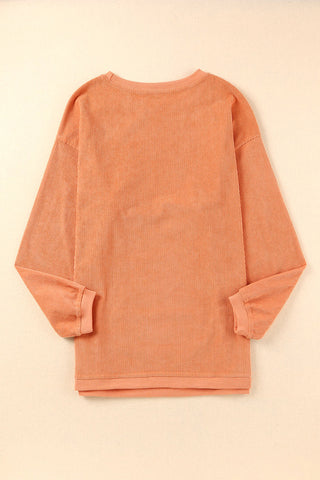 Ribbed Fall Sweatshirt - Beige