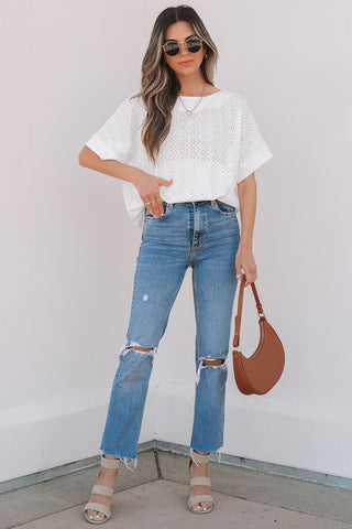 Eyelet Top - White