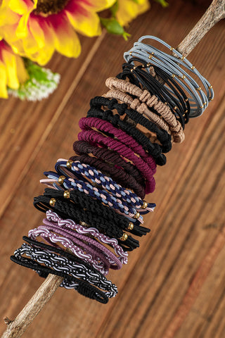 Pack of 20 Boho Hair Bands - Dark Colors - Free Gift with Every $50 spent