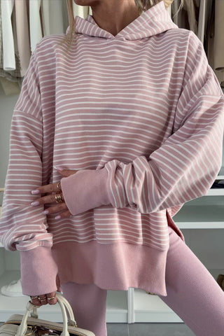 Cozy Striped Hoodie - Orchid