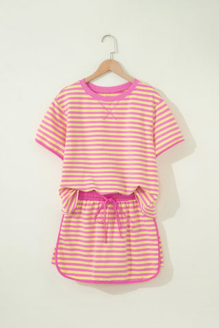 Pink and Yellow Stripe Skort Set