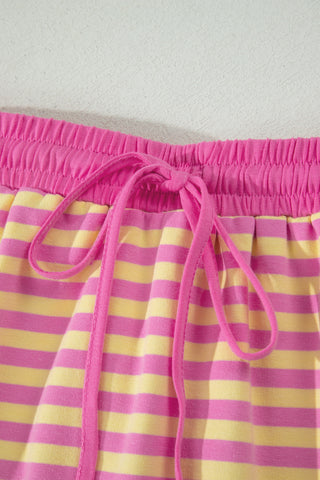 Pink and Yellow Stripe Skort Set