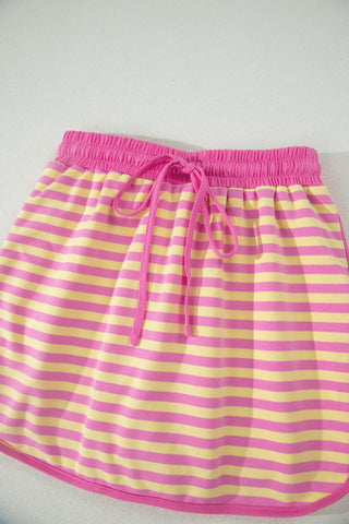 Pink and Yellow Stripe Skort Set