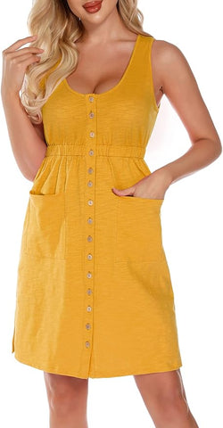 Button Up Dress - Yellow