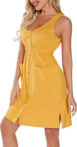 Button Up Dress - Yellow